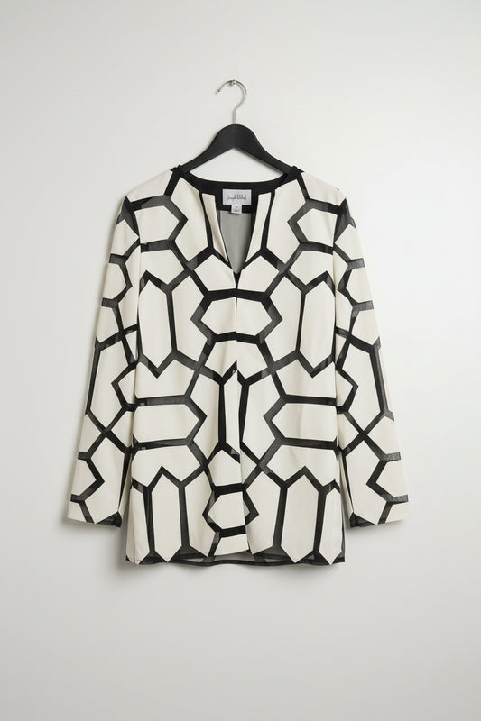 Joseph Ribkoff Laser-Cut Leatherette on Mesh Jacket