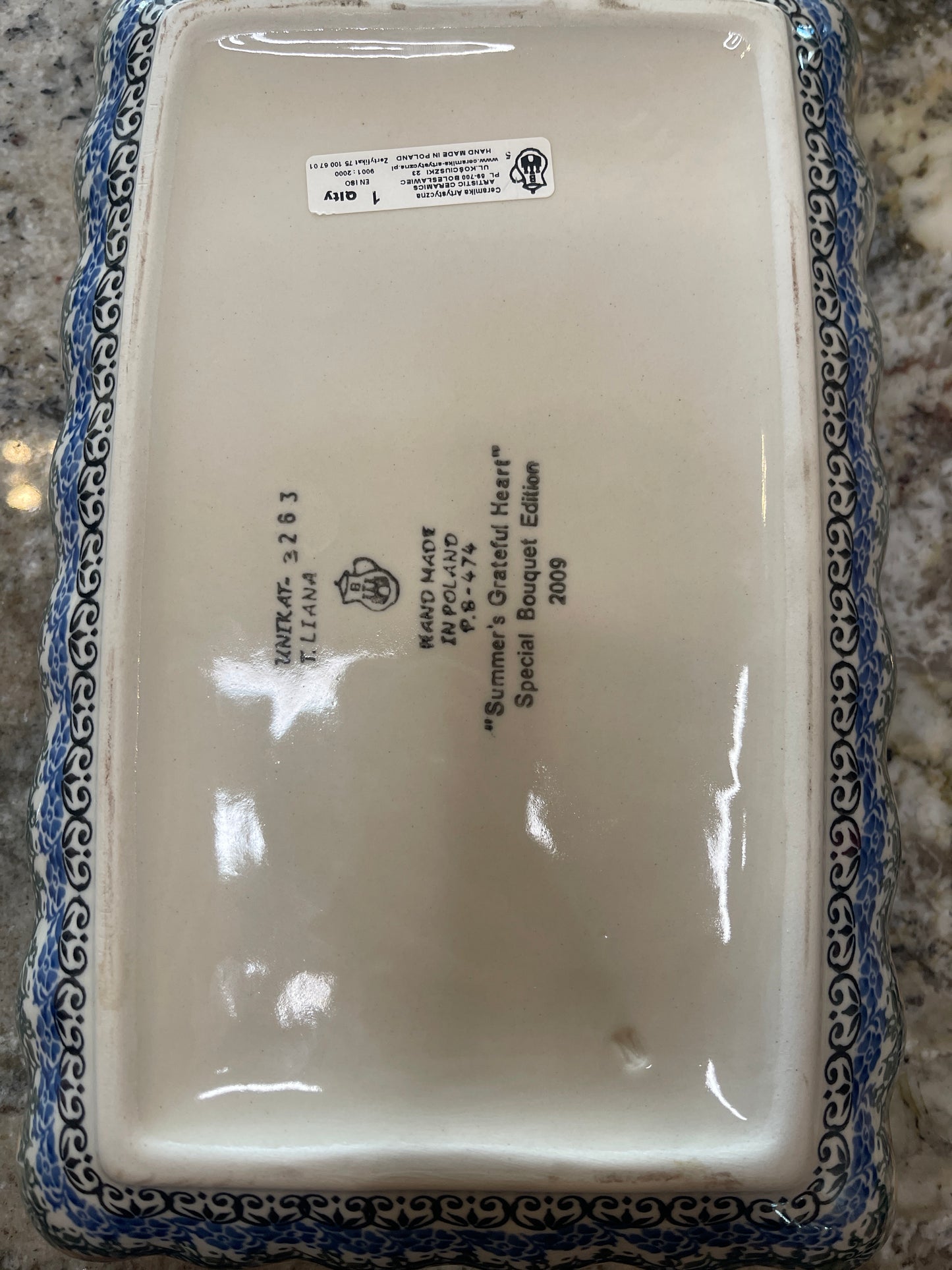 Ceramika Artystyczna Polish stoneware baking dish in the "Summer's Grateful Heart" pattern 3263