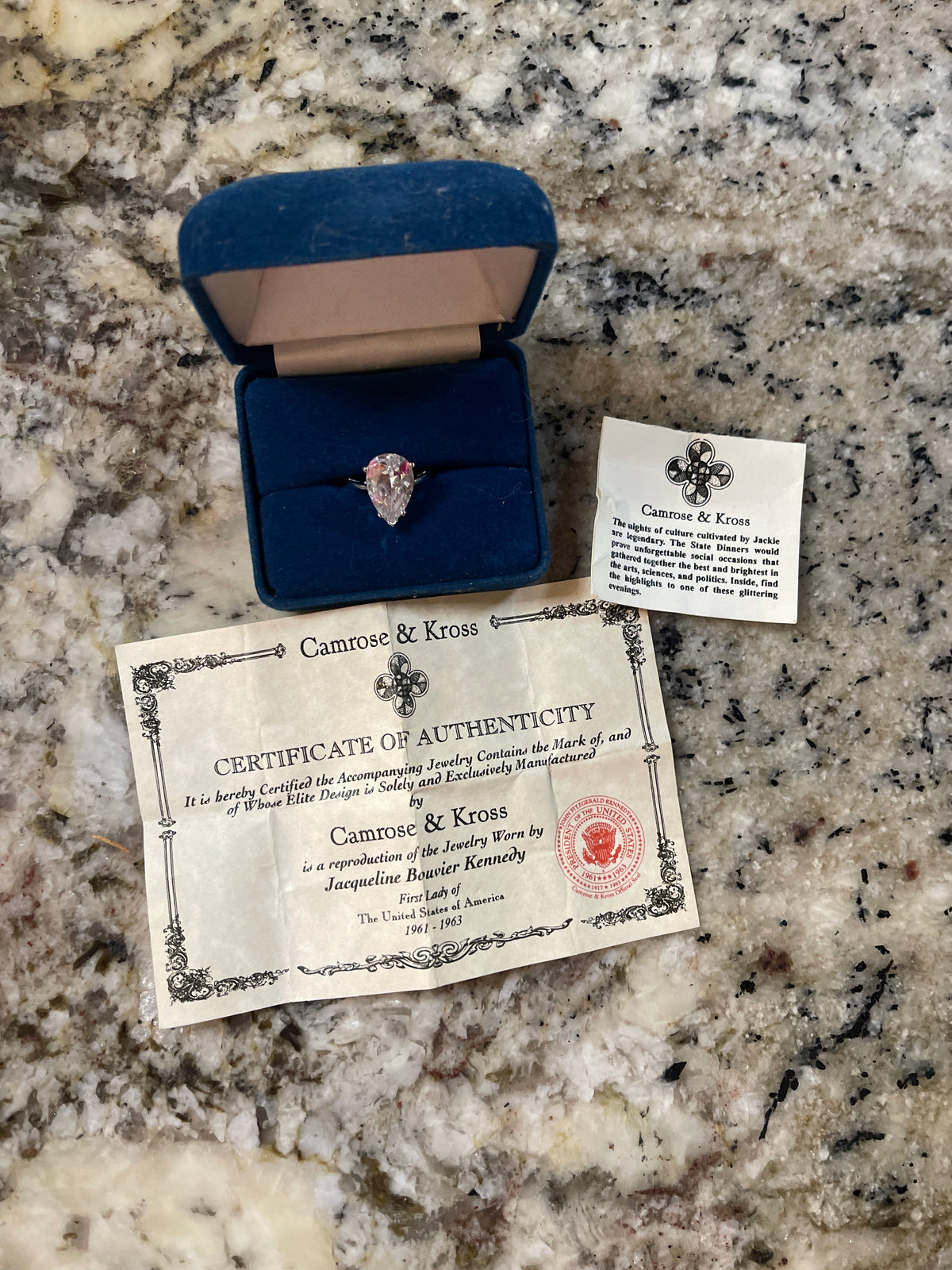 Camrose & Kross Jacqueline Bouvier Kennedy replica ring size 8 s925
