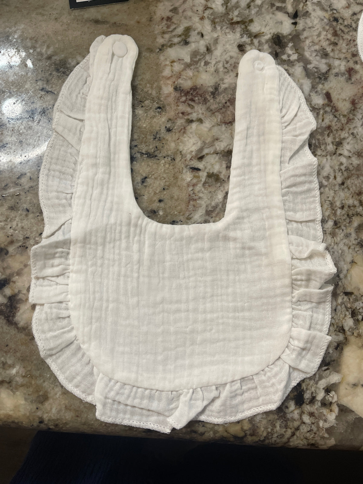 White Muslin Ruffle Baby Bib