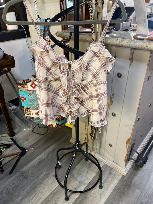 American Eagle Outfitters Ruffle Tie-Front Cami Top.