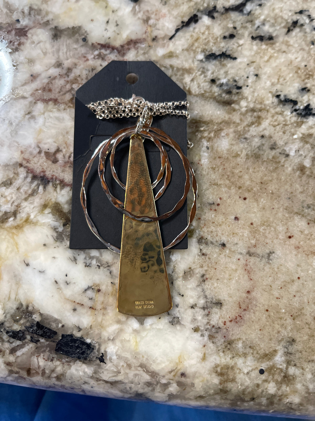 RLM Studio Robert Lee Morris Two Tone 925 Sterling Silver and Brass Modernist Pendant Necklace
