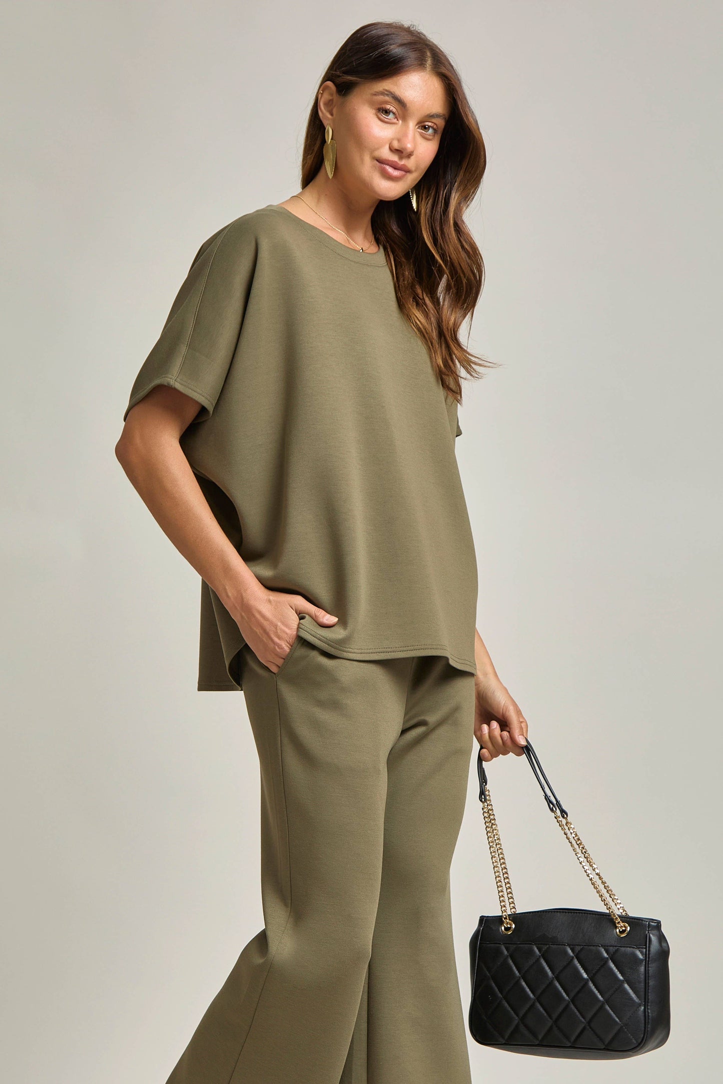 Poncho Top + Bell Bottom Modal Set: Navy
