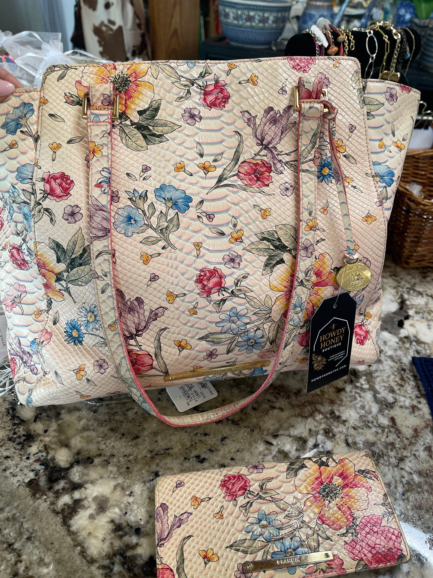 Vintage Brahmin floral tote and matching wallet