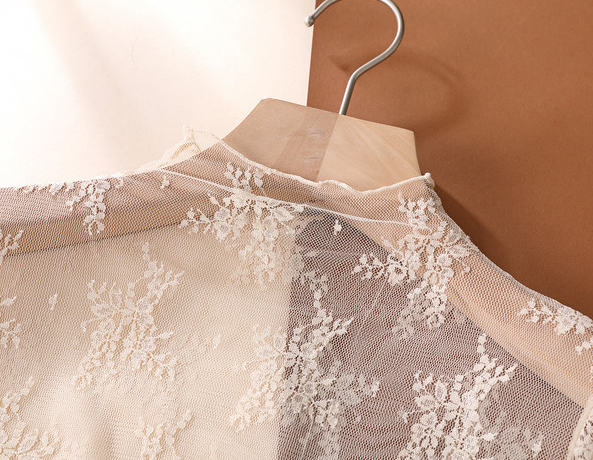 Floral Lace Sheer Mesh Layering see through Top: White