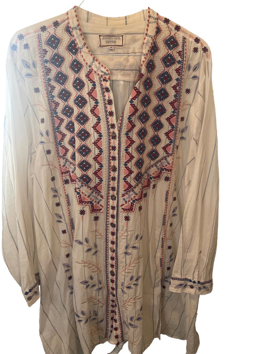 Johnny Was Tunic Women's‎ White Floral Embroidered