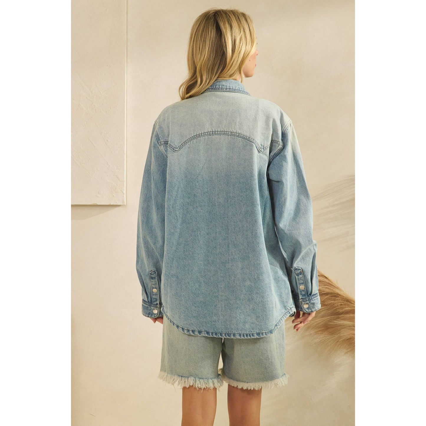 Denim Jacket with Horse Embroidery: Medium Wash