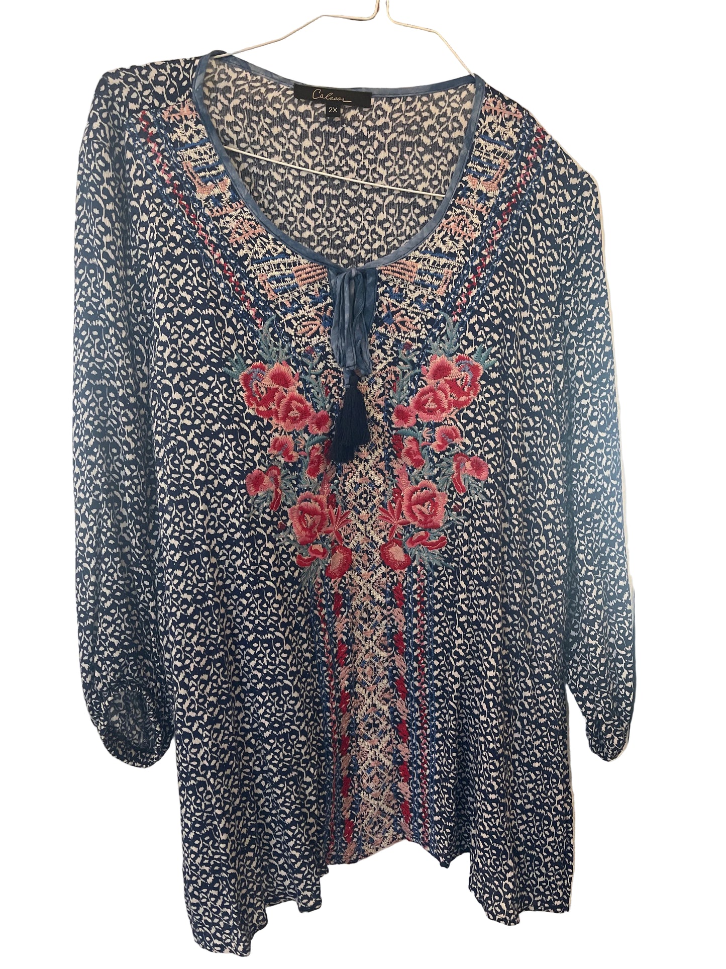 Calessa embroidered tunic blouse