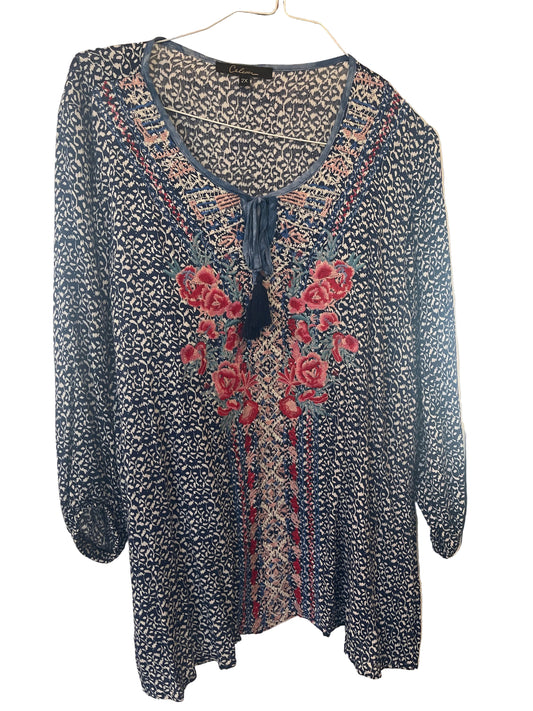 Calessa embroidered tunic blouse