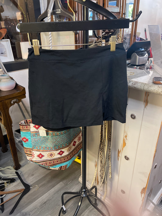 black wrap mini skort or skirt from Urban Outfitters.