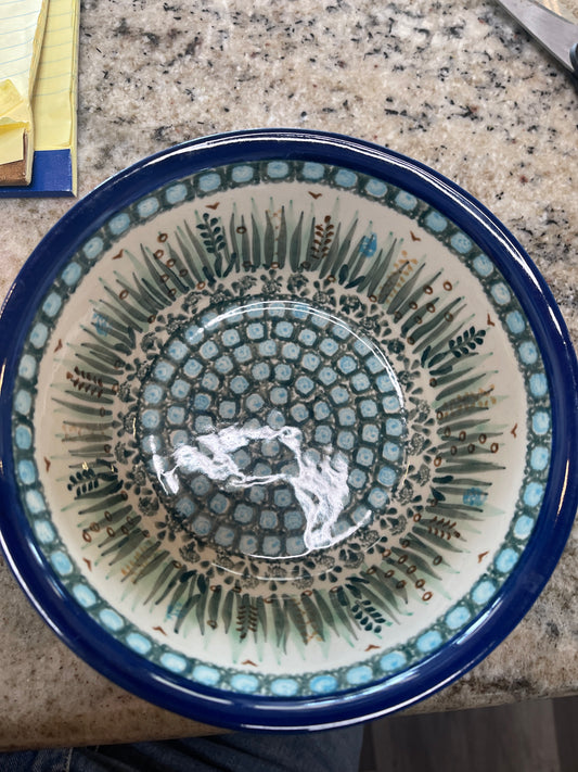 Polish stoneware bowl is a Unikat (Signature) piece produced by Ceramika Artystyczna.