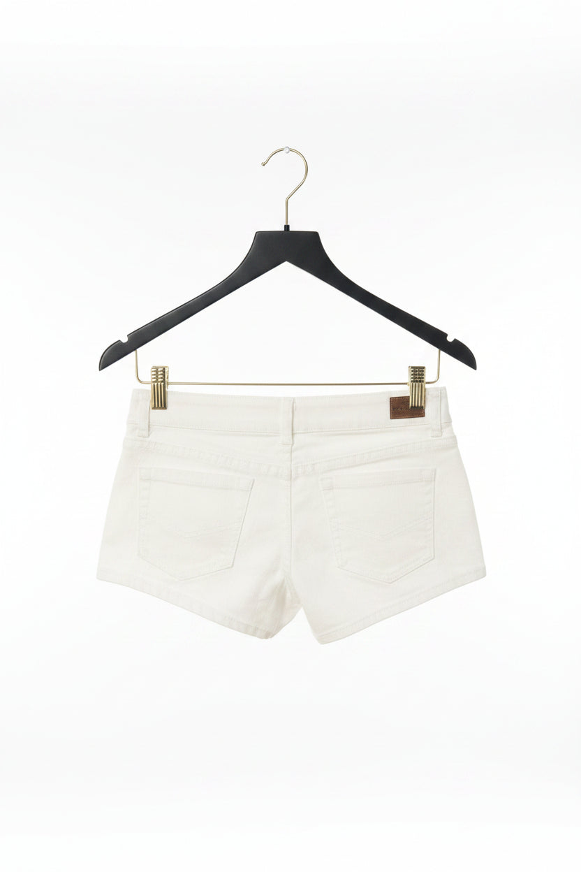 white low-rise denim short shorts by O'Neill.
