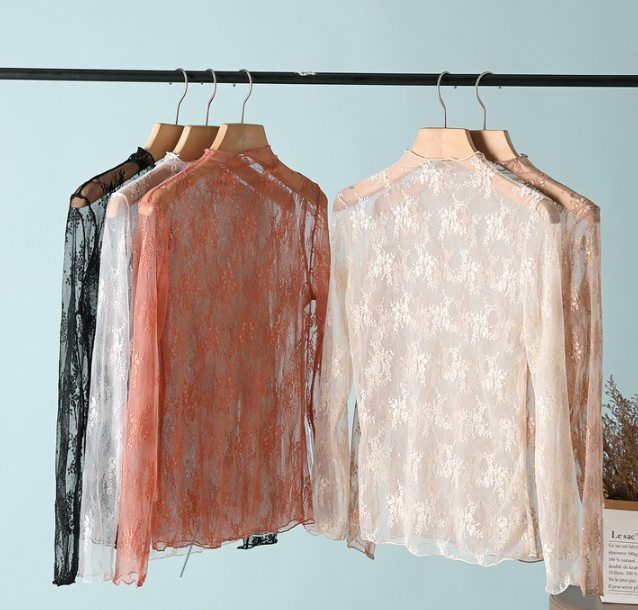 Floral Lace Sheer Mesh Layering see through Top: White