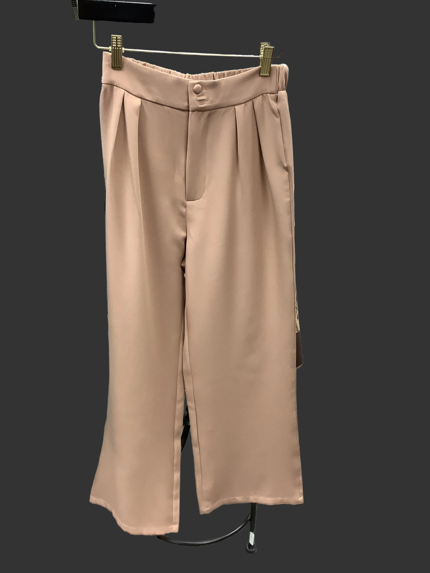 Elegant Jacquard Pleated Trousers Double Button Pants