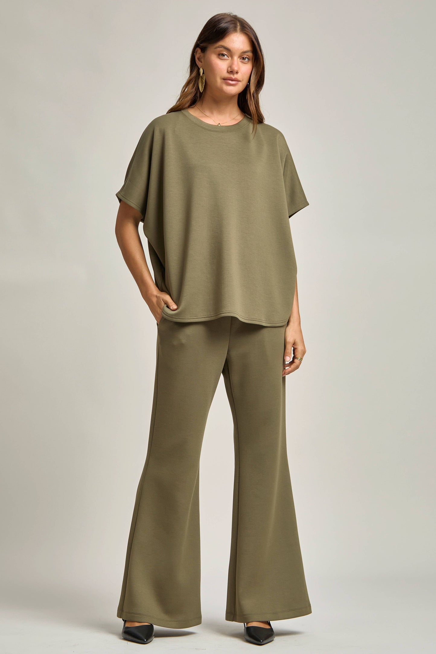 Poncho Top + Bell Bottom Modal Set: Navy
