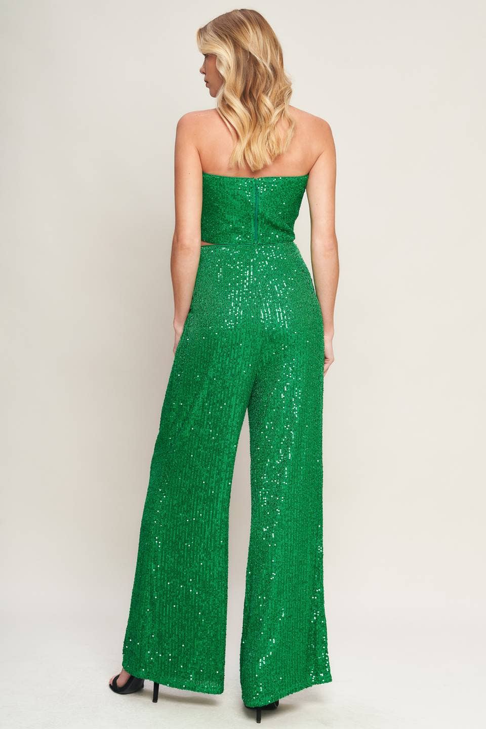 A sequin top and bottom set -GREEN
