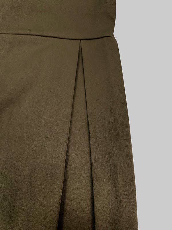 Beltless V-Neck Jumpsuit: GREEN BROWN