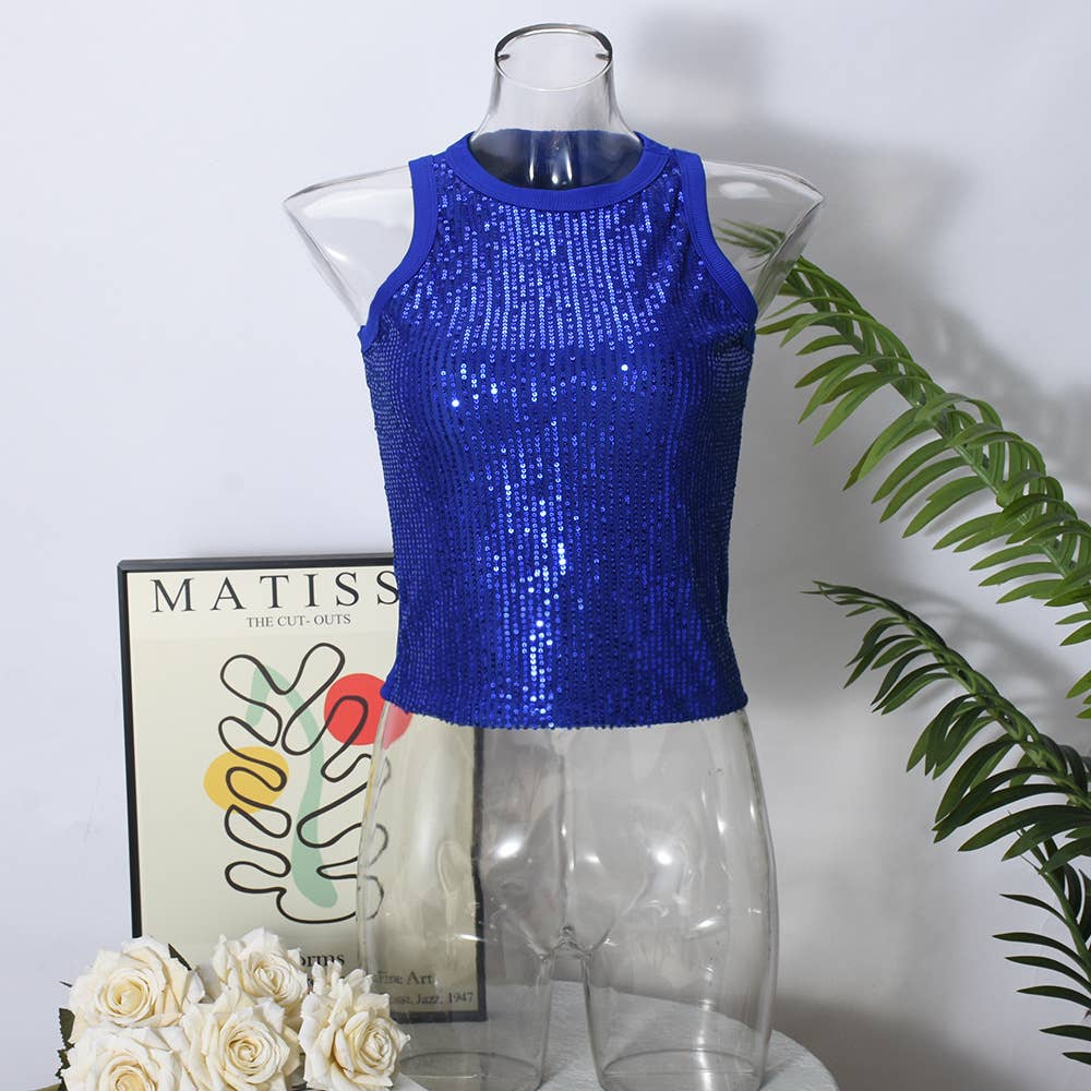 Sequin party tank top: Apricot