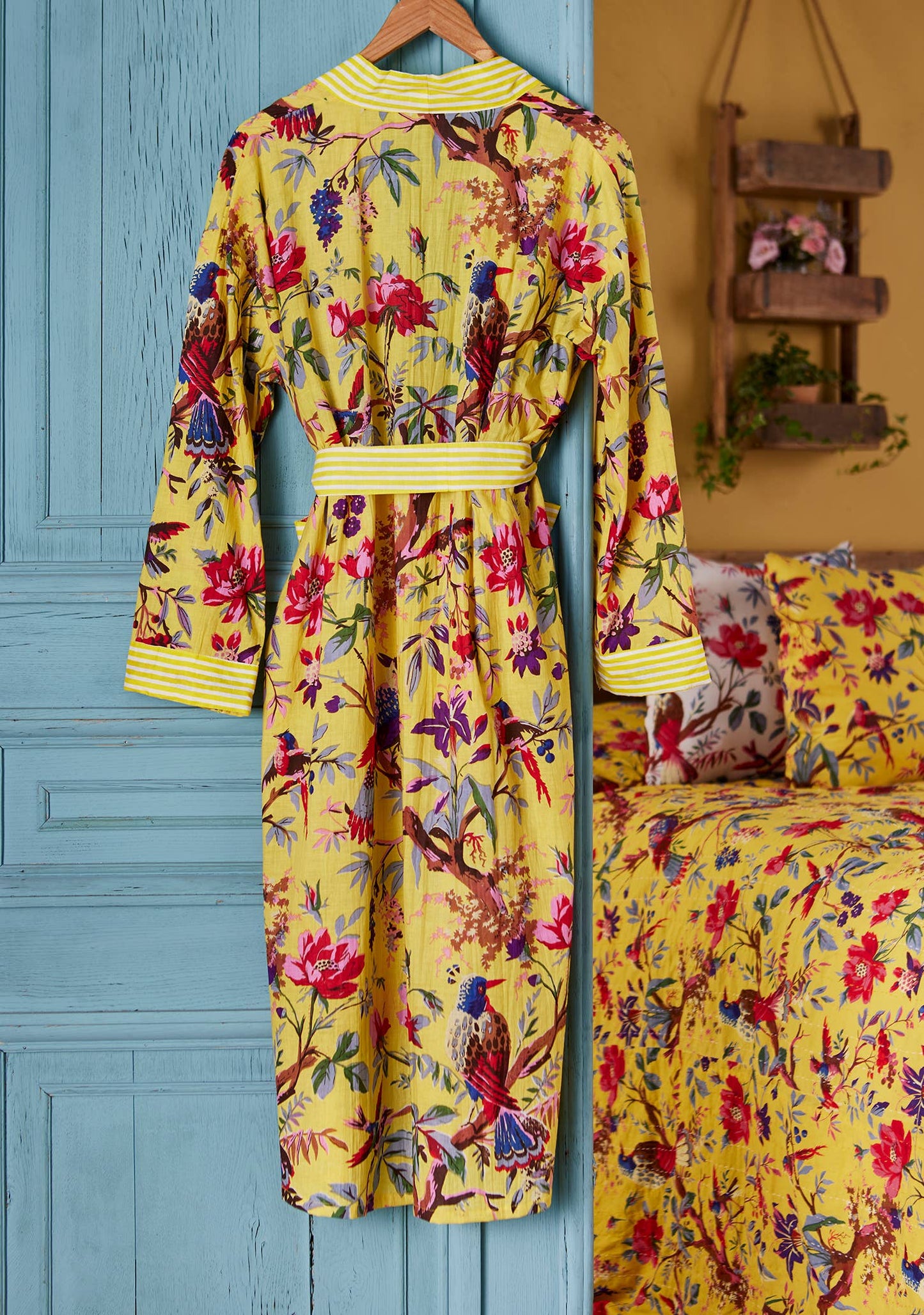 Bird Of Paradise Dressing Gown - Yellow: Small/Medium(SM)