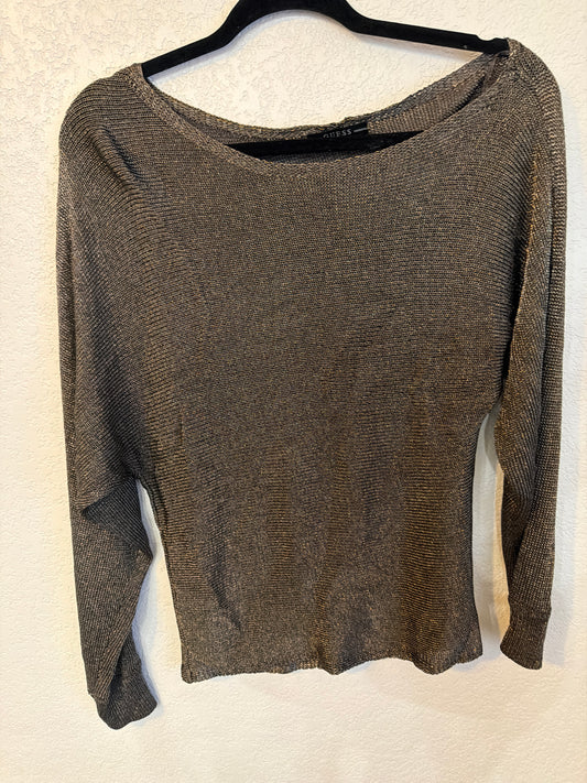 GUESS metallic boatneck knit top
