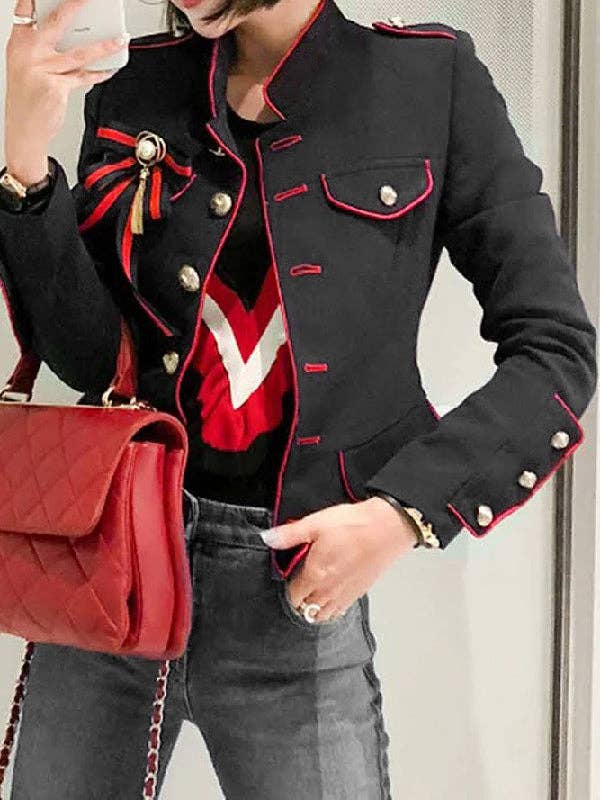 Split-Joint Stand Collar Jacket: BLACK