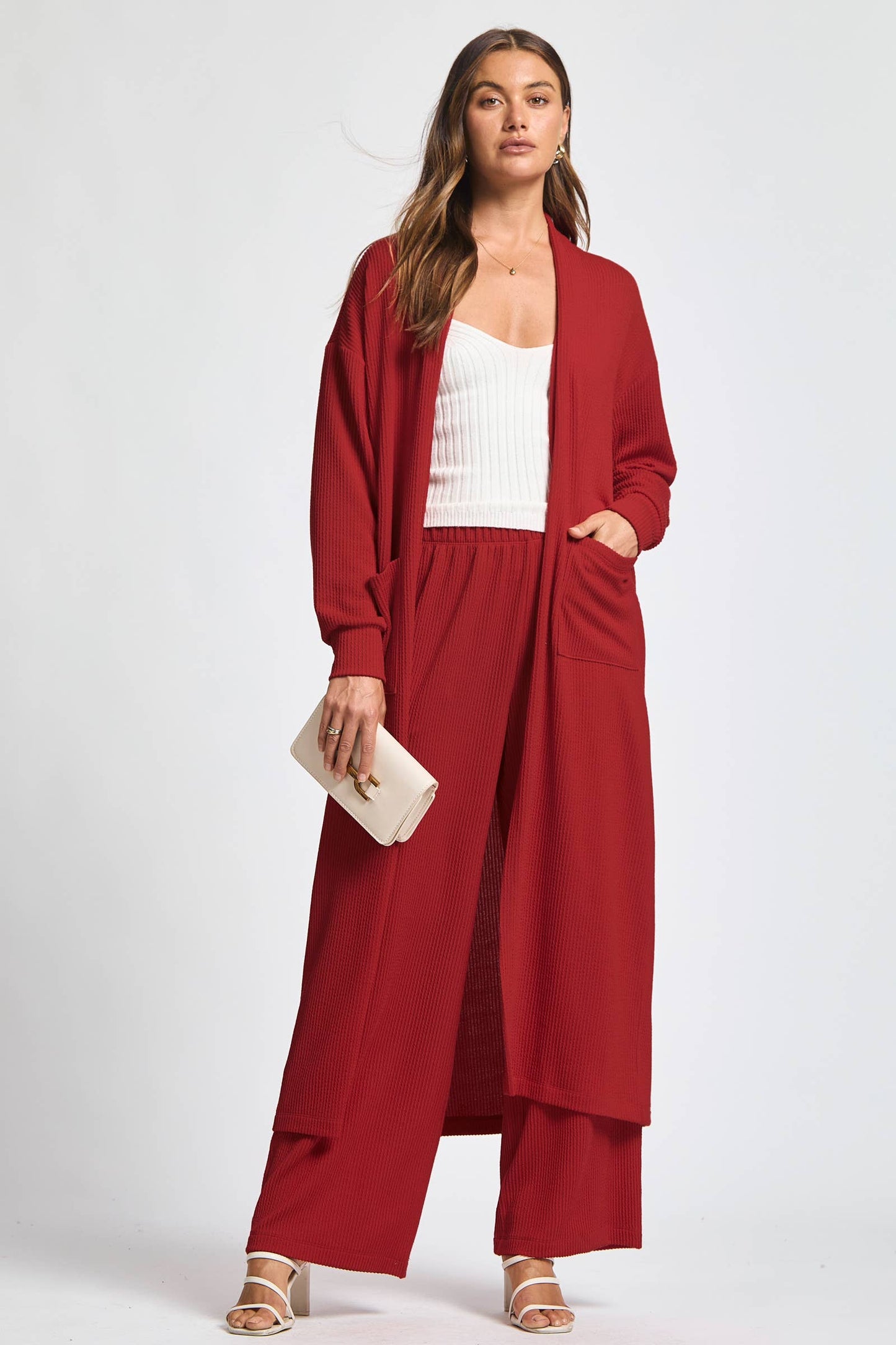 Longline Cardigan + Relaxed Pants 2 Piece: MARIGOLD