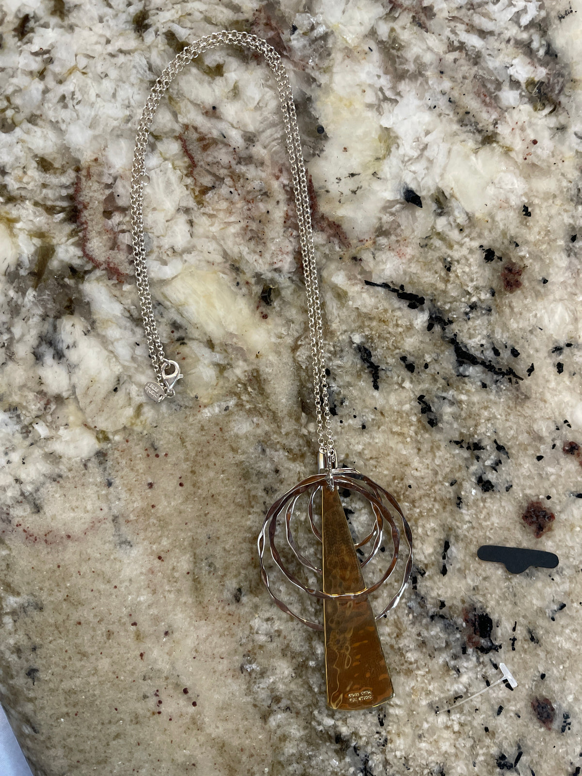 RLM Studio Robert Lee Morris Two Tone 925 Sterling Silver and Brass Modernist Pendant Necklace