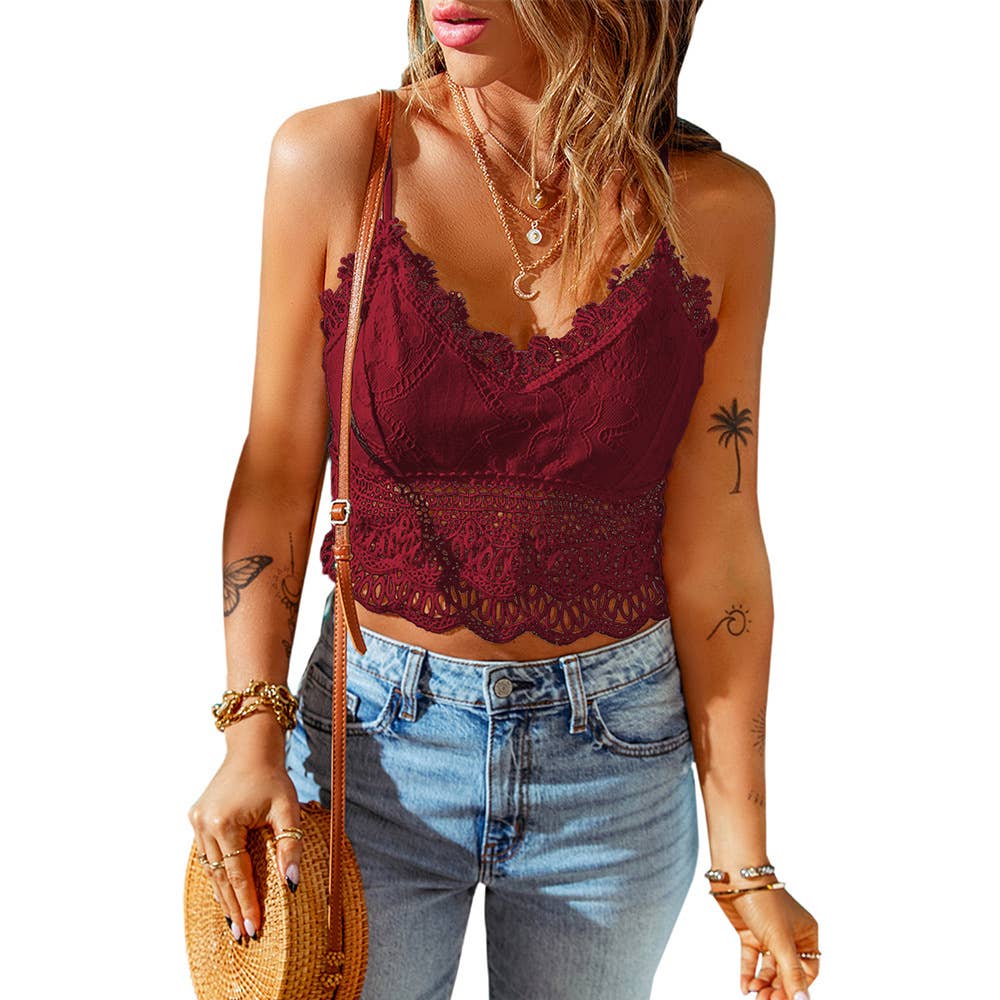 Lace Bralette Crop Top: White