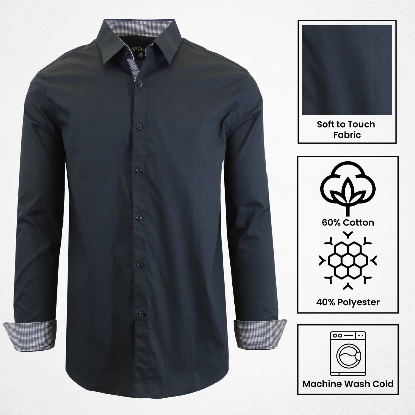 Galaxy By Harvic Men's Long Sleeve Classic Dress Shirts : White / XL