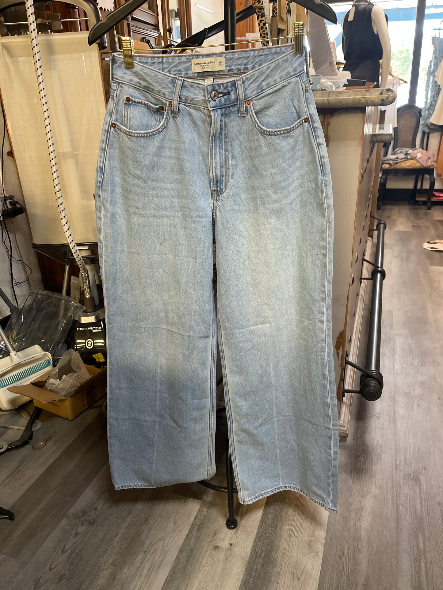 light-wash, wide-leg denim jeans from Abercrombie & Fitch