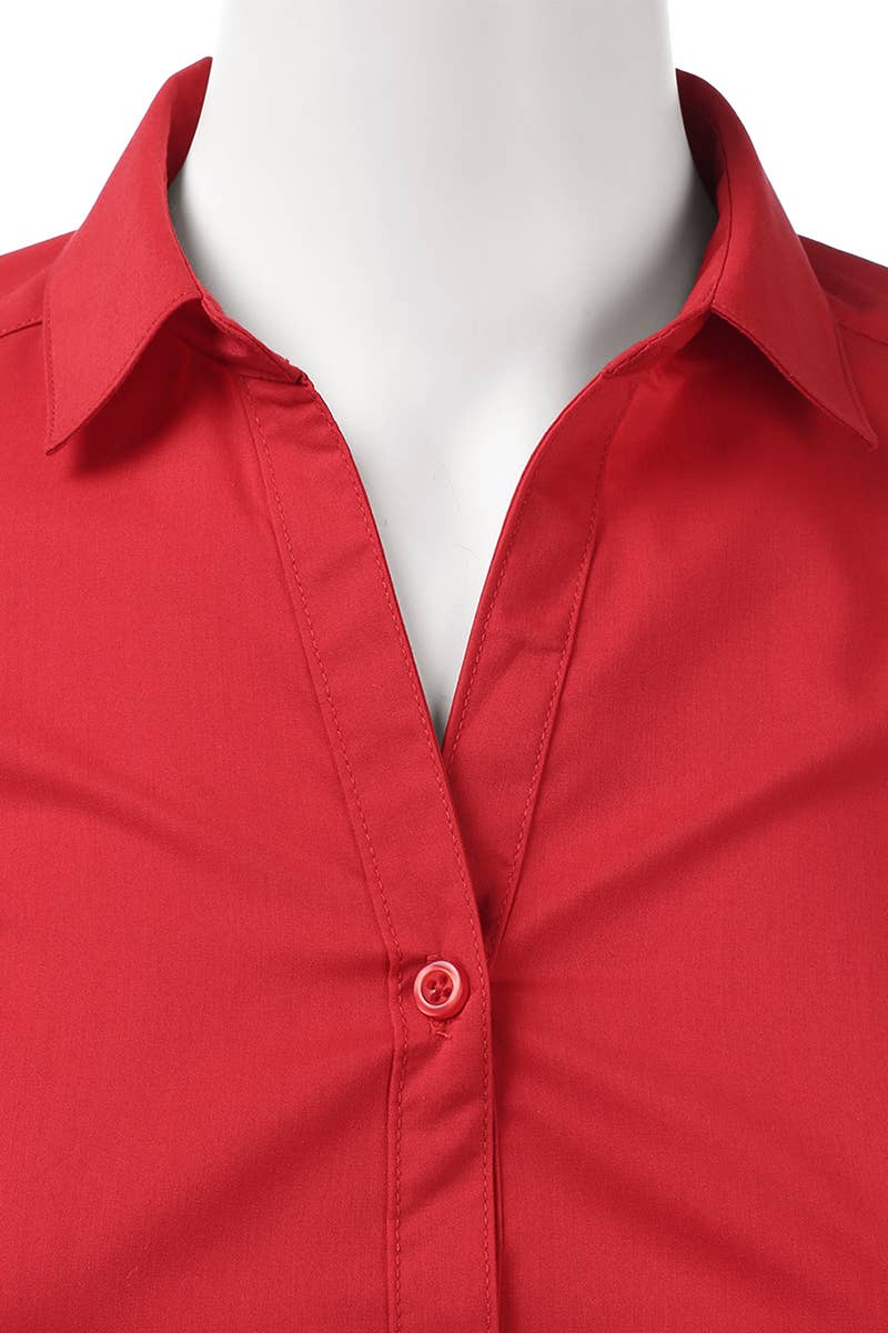 Basic Slim Fit Simple LongSleeve Button Down Shirt: Black