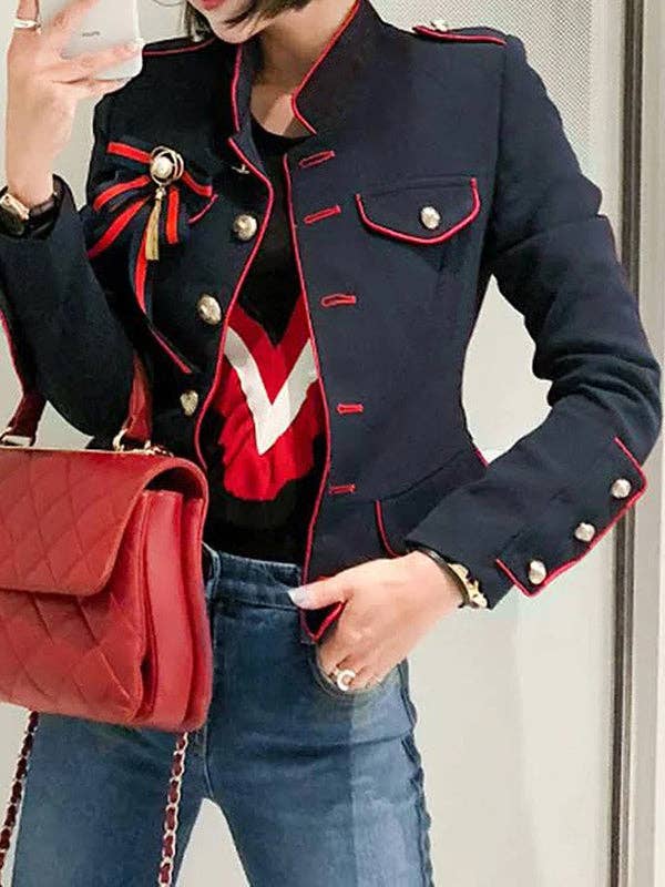 Split-Joint Stand Collar Jacket: BLACK