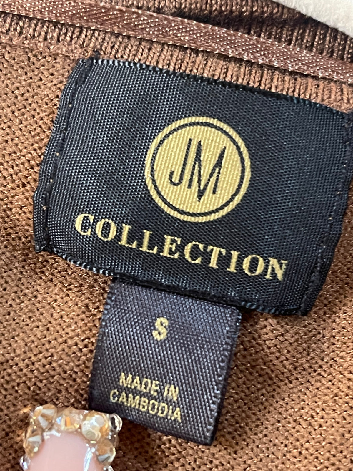 JM collection Brown Cardigan Gold Button