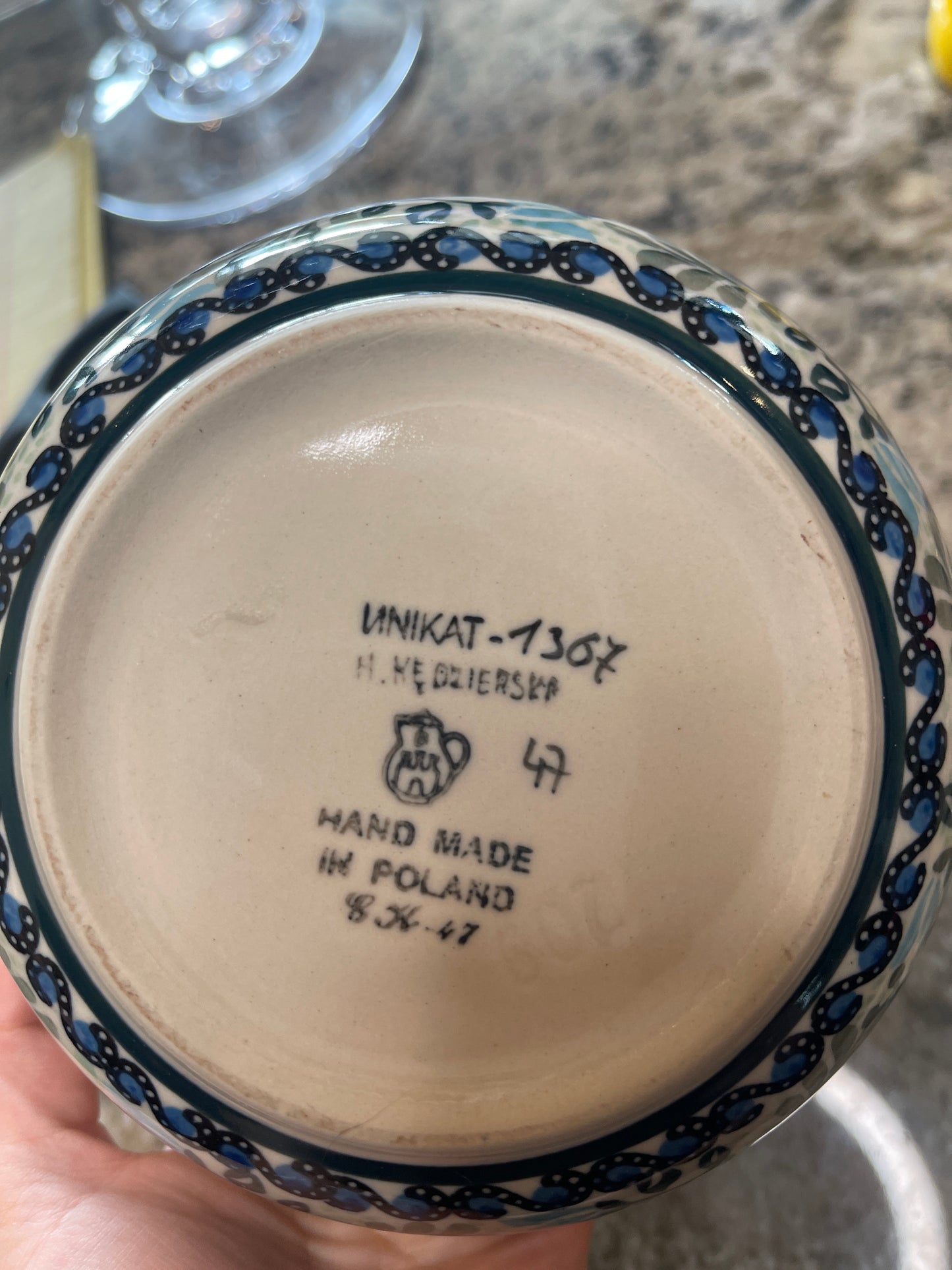 Blue Rose Polish Pottery UNIKAT 1367