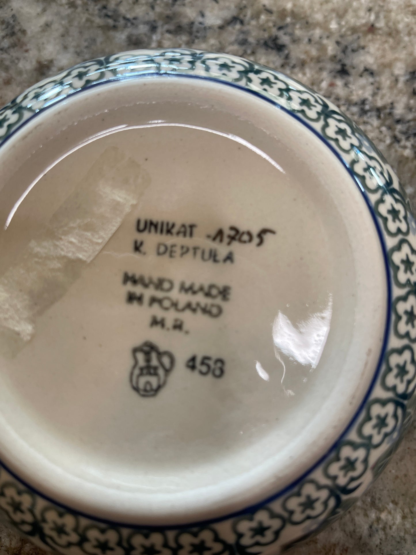 Blue Rose Polish Pottery UNIKAT 1705