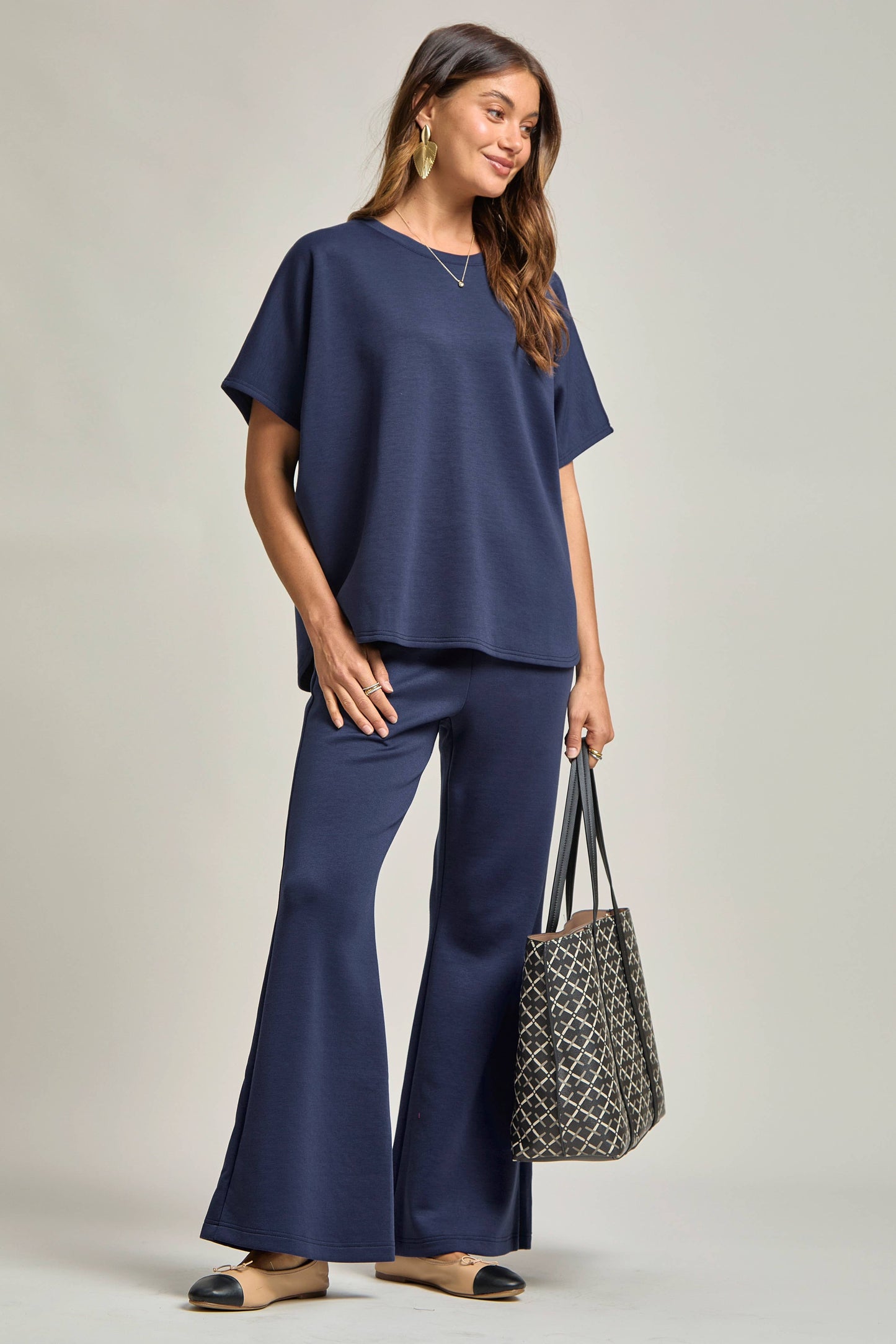 Poncho Top + Bell Bottom Modal Set: Navy