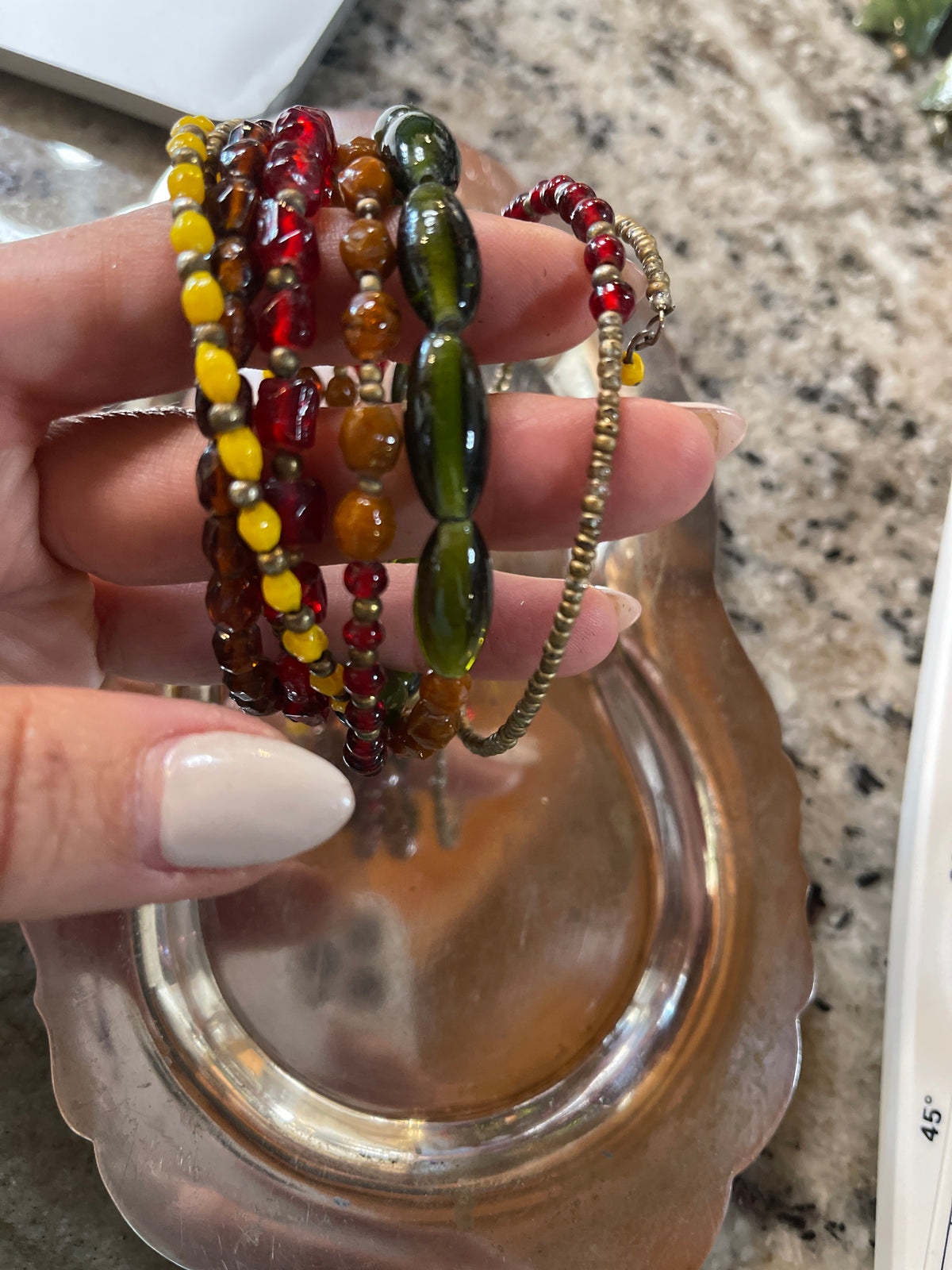 Vintage Beaded Bracelet multi Loops Mixed Beads