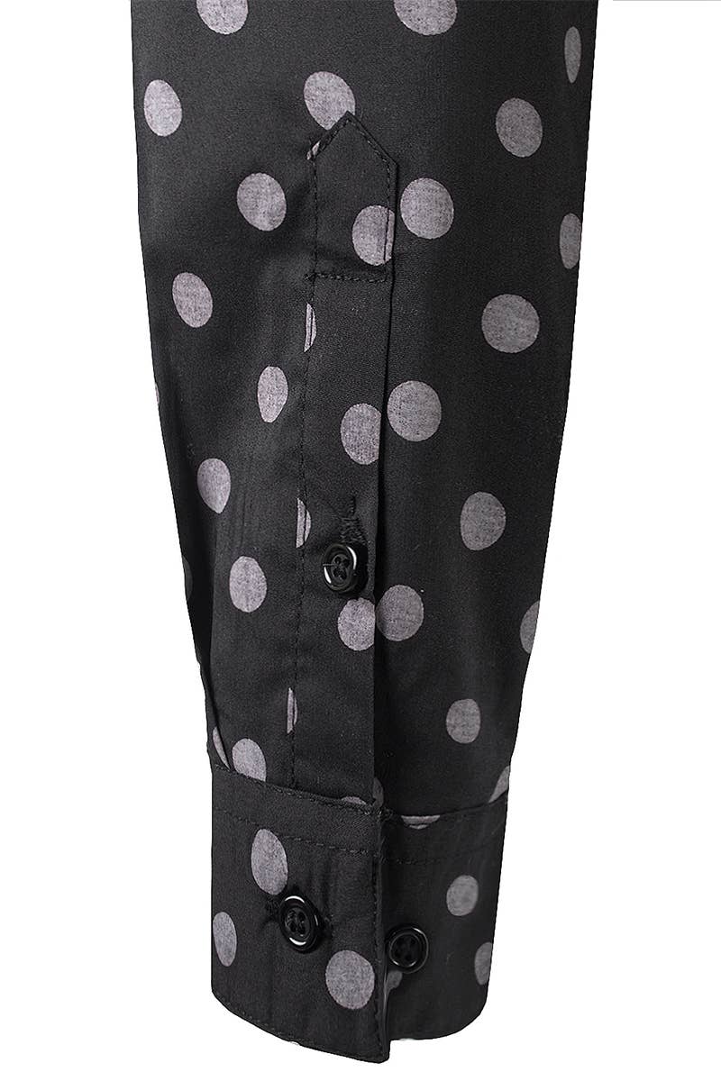 Basic Slim Fit Simple LongSleeve Button Down Shirt: Black