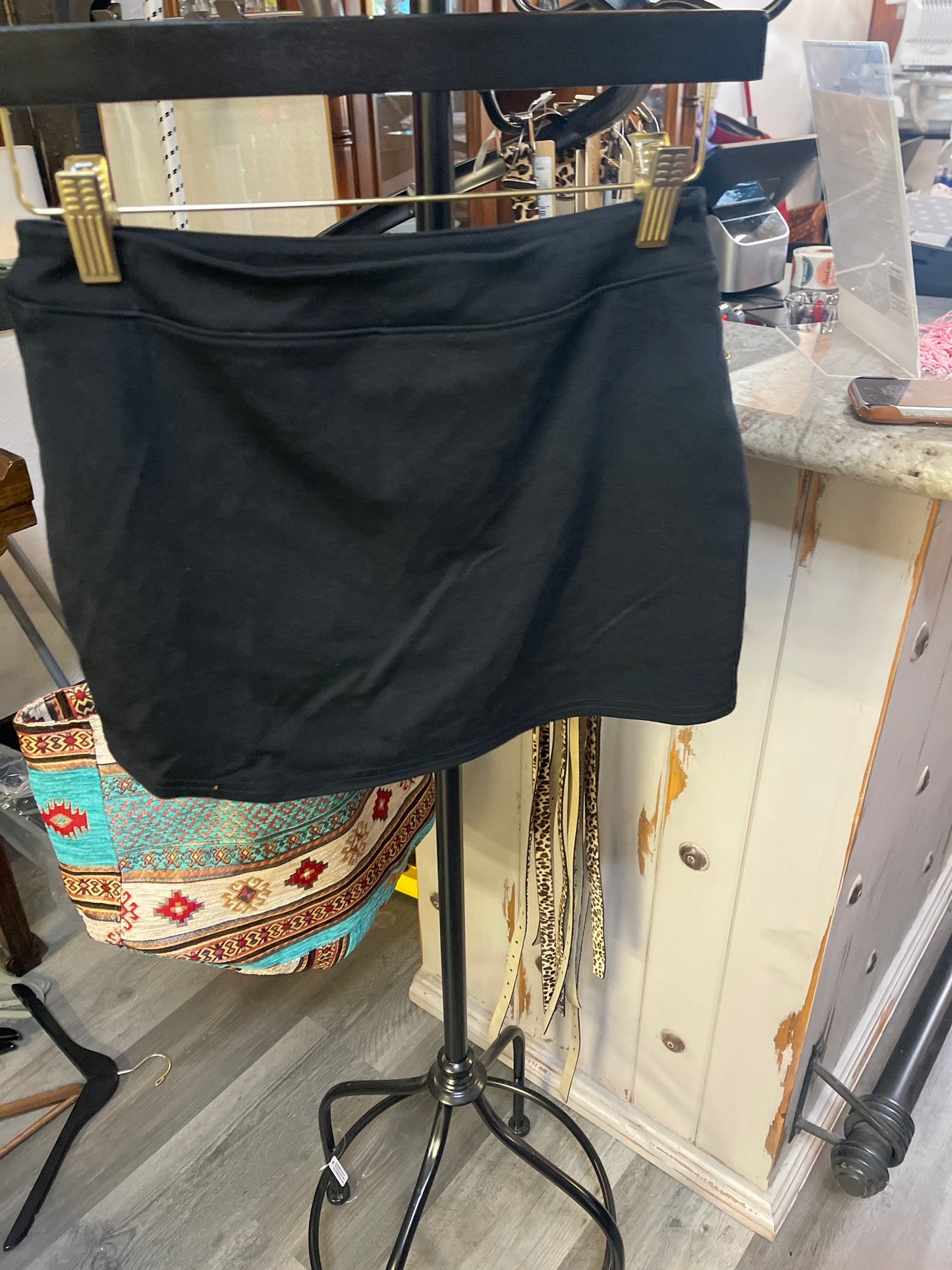 black wrap mini skort or skirt from Urban Outfitters.