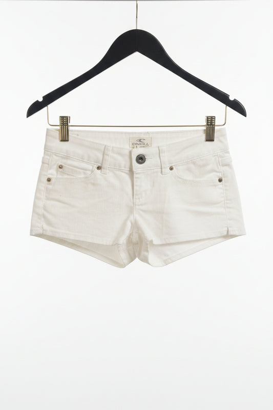white low-rise denim short shorts by O'Neill.