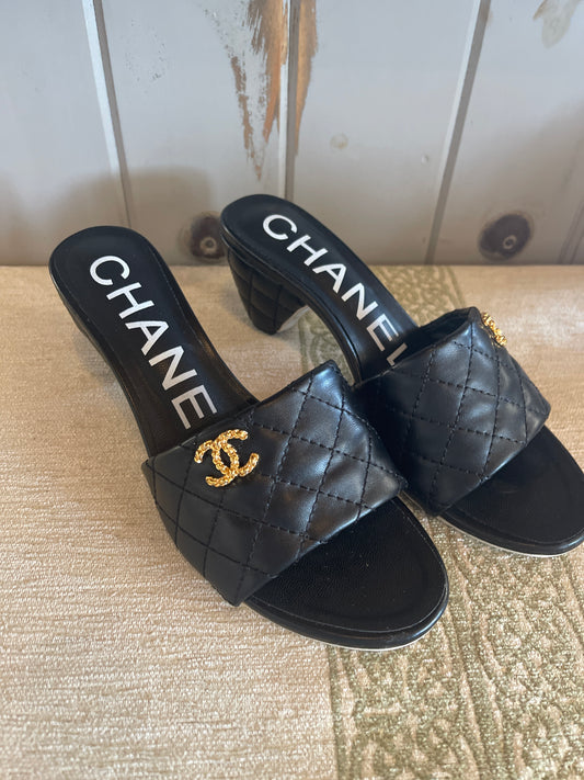 Black quilted leather