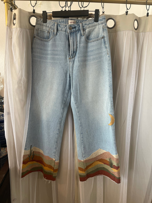 light-wash Driftwood Desperado High Rise Cropped Jeans,