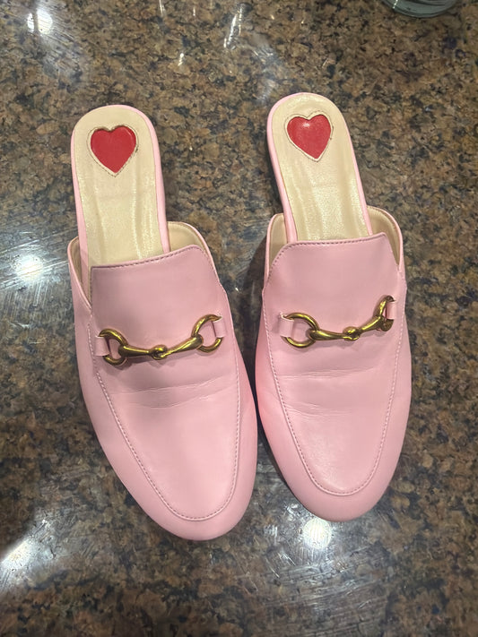 ARQA Pink Leather Horsebit Mule Loafers size 7