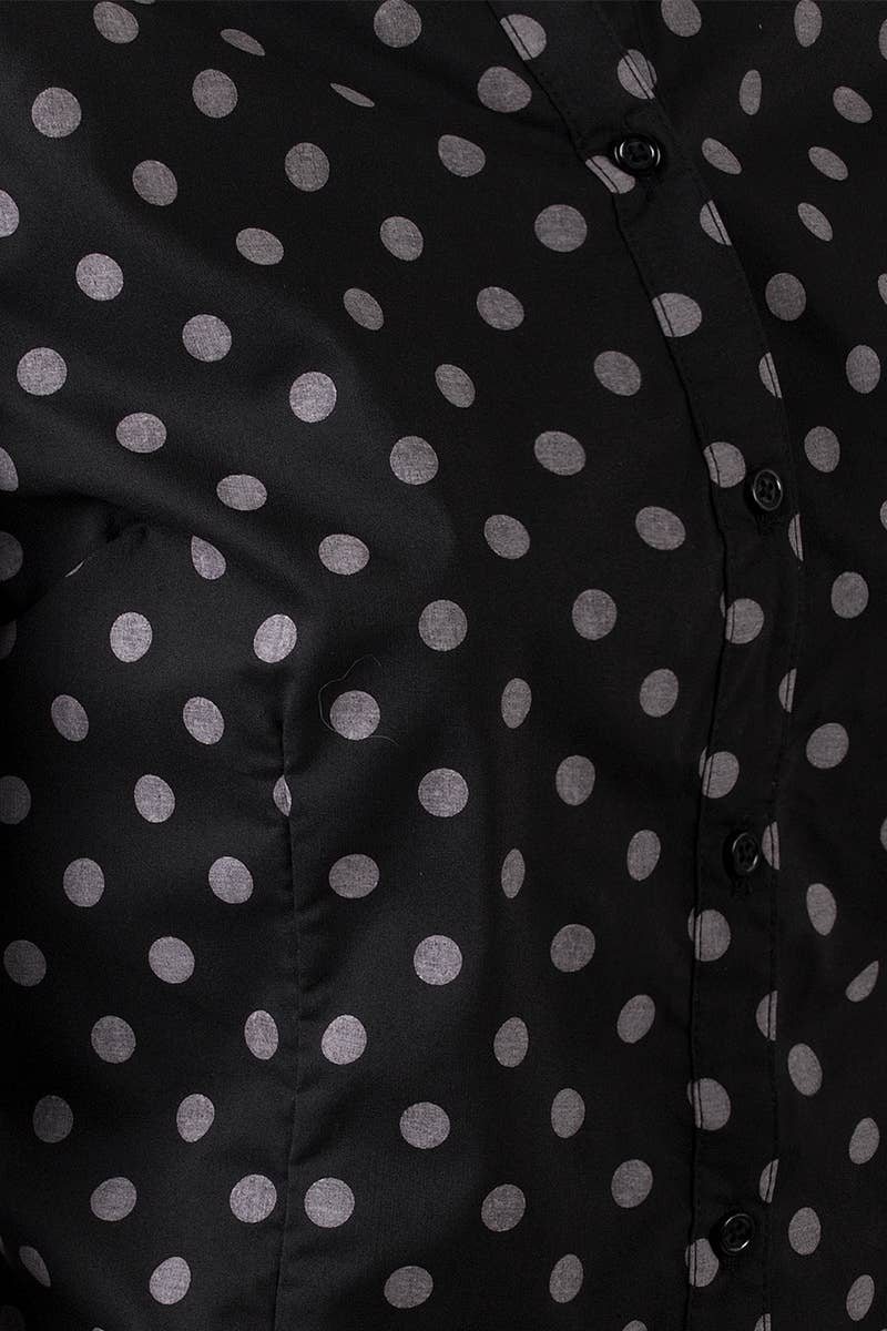 Basic Slim Fit Simple LongSleeve Button Down Shirt: Black