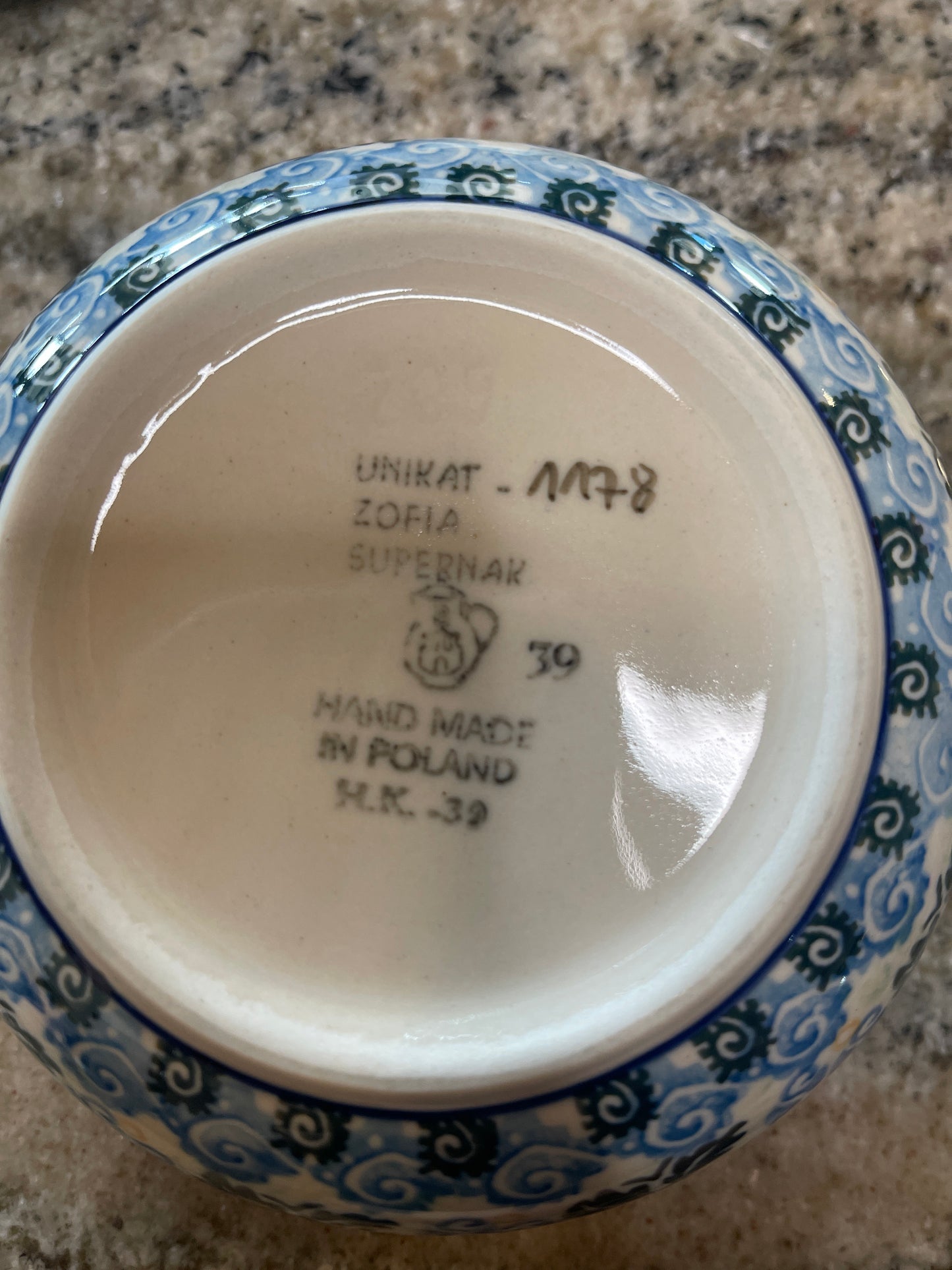 Blue Rose Polish Pottery UNIKAT 1178
