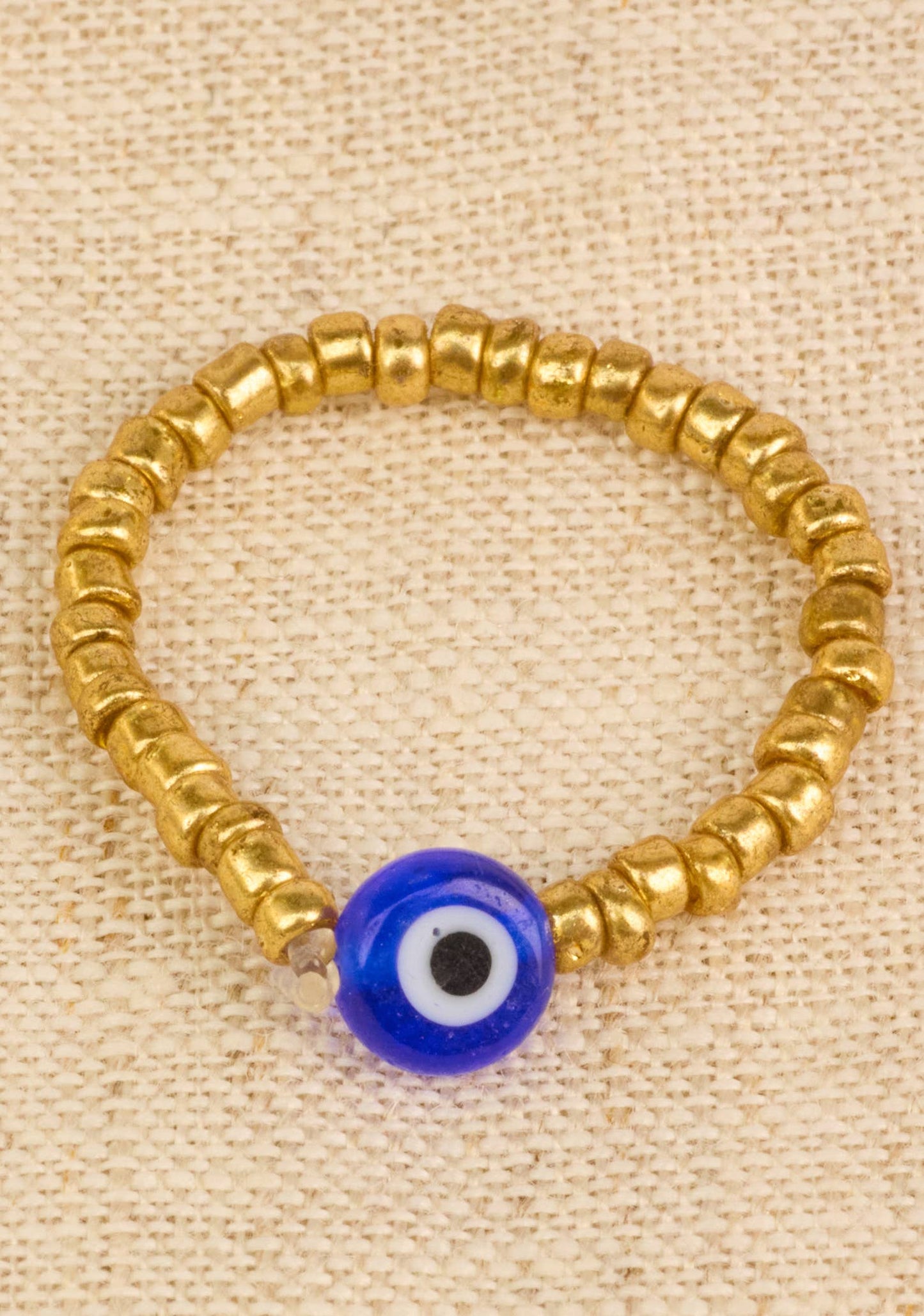 Evil Eye Gold Bead Ring