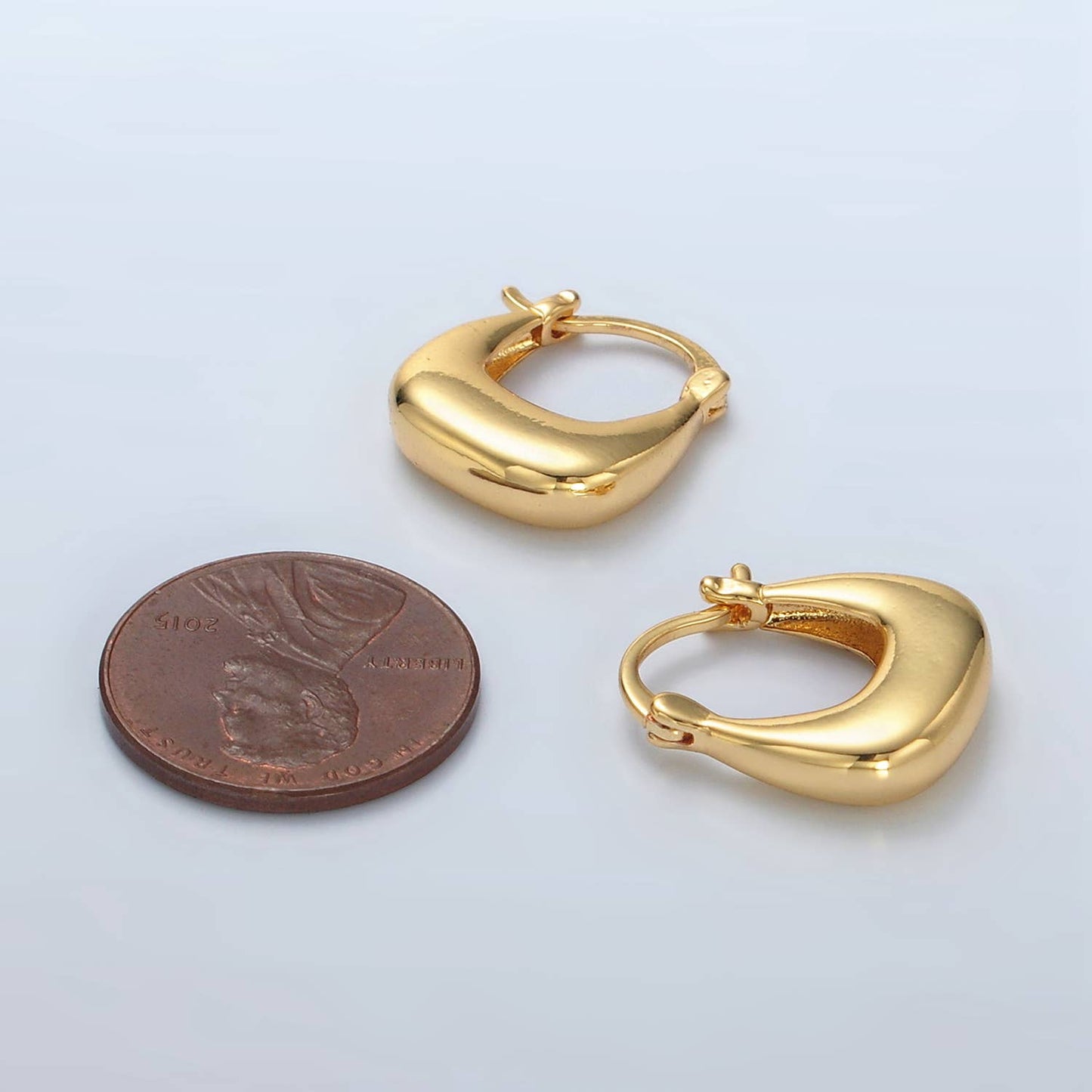 24K Gold Filled Dome Square Latch Hoop Earrings | T-211