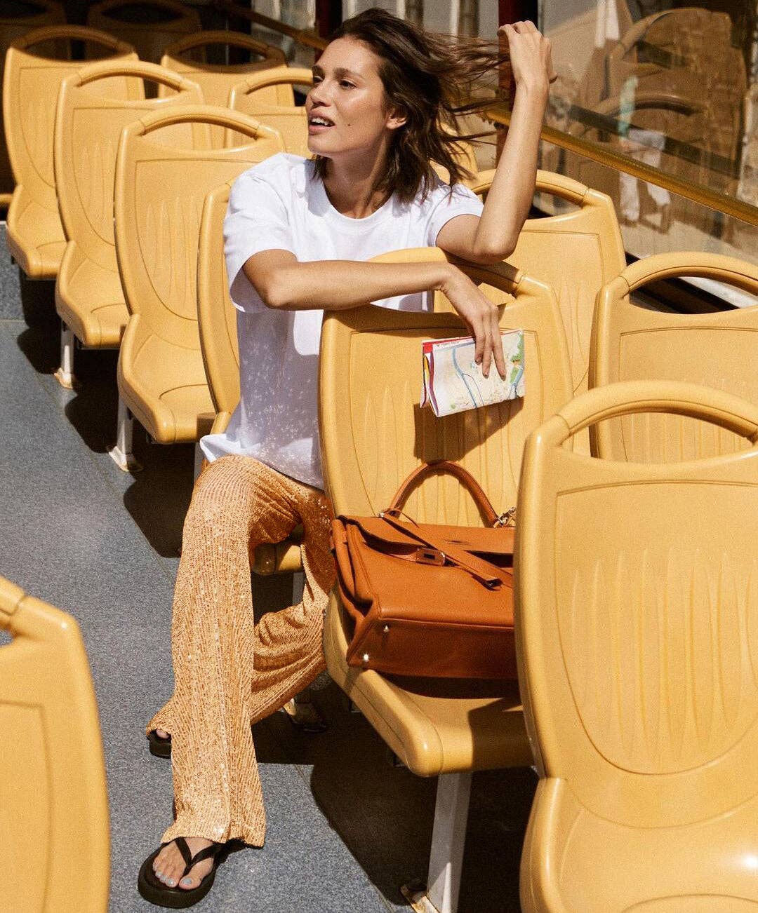 Sweetkama Ladies Solid Glitter Sequin Long Loose Pants: