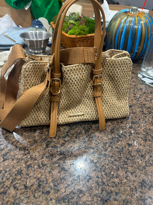 Rachel Zoe Tan Woven Straw Satchel Bag,