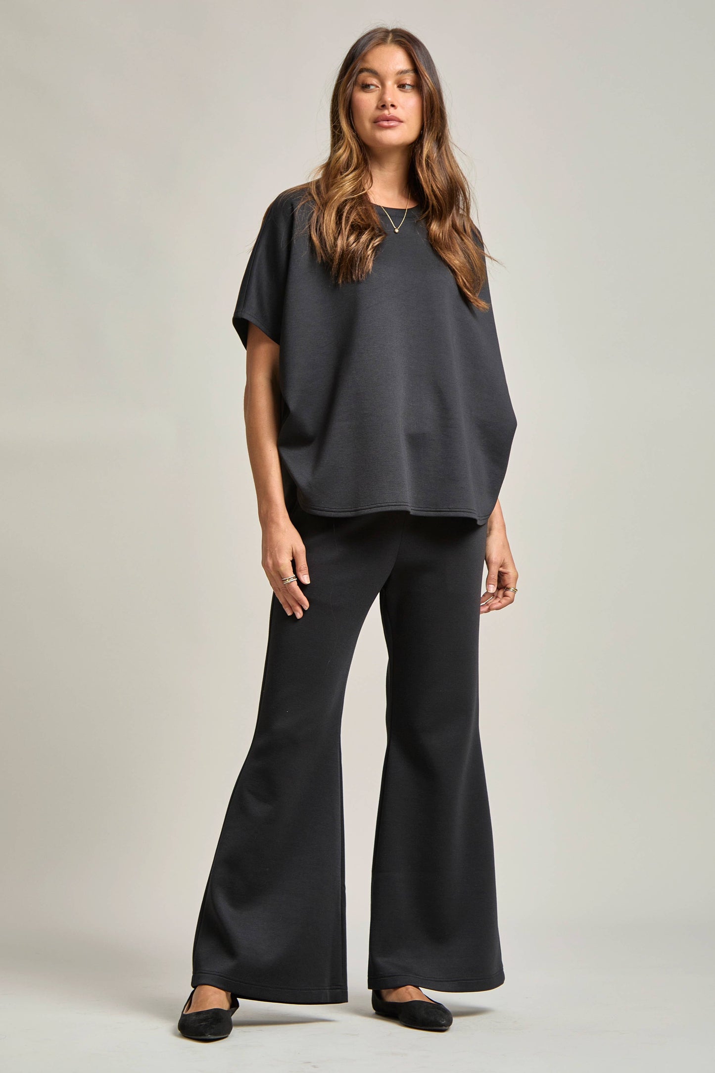 Poncho Top + Bell Bottom Modal Set: Navy